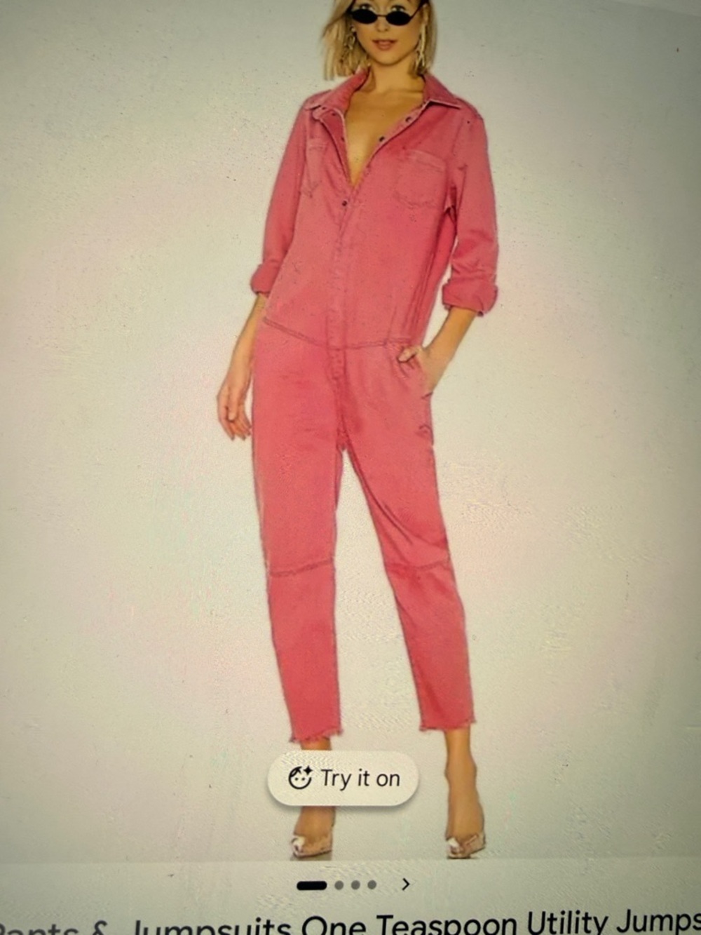 One Teaspoon Paradise Utility S Jumpsuit
Pink Long-sleeve Raw Hem Distressed #H